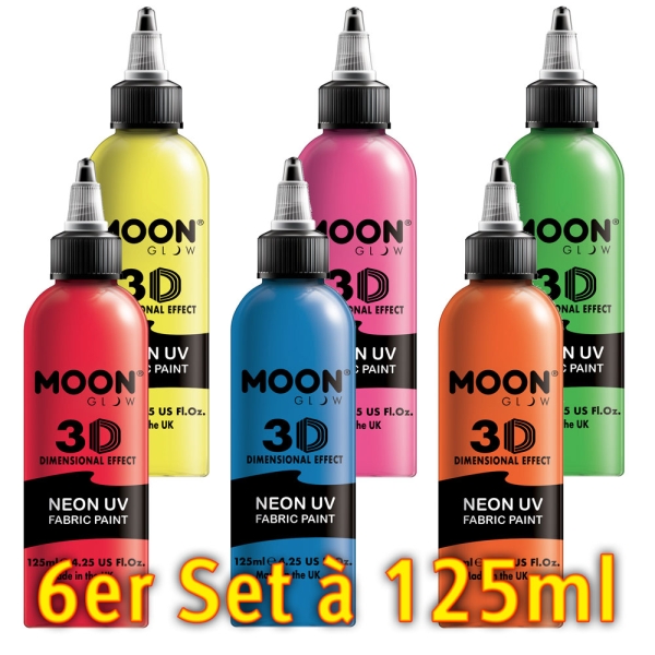 UV Neon Stoffmalfarbe 125ml im 6er Sparset